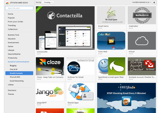 Contactzilla featured in Google Chrome Store