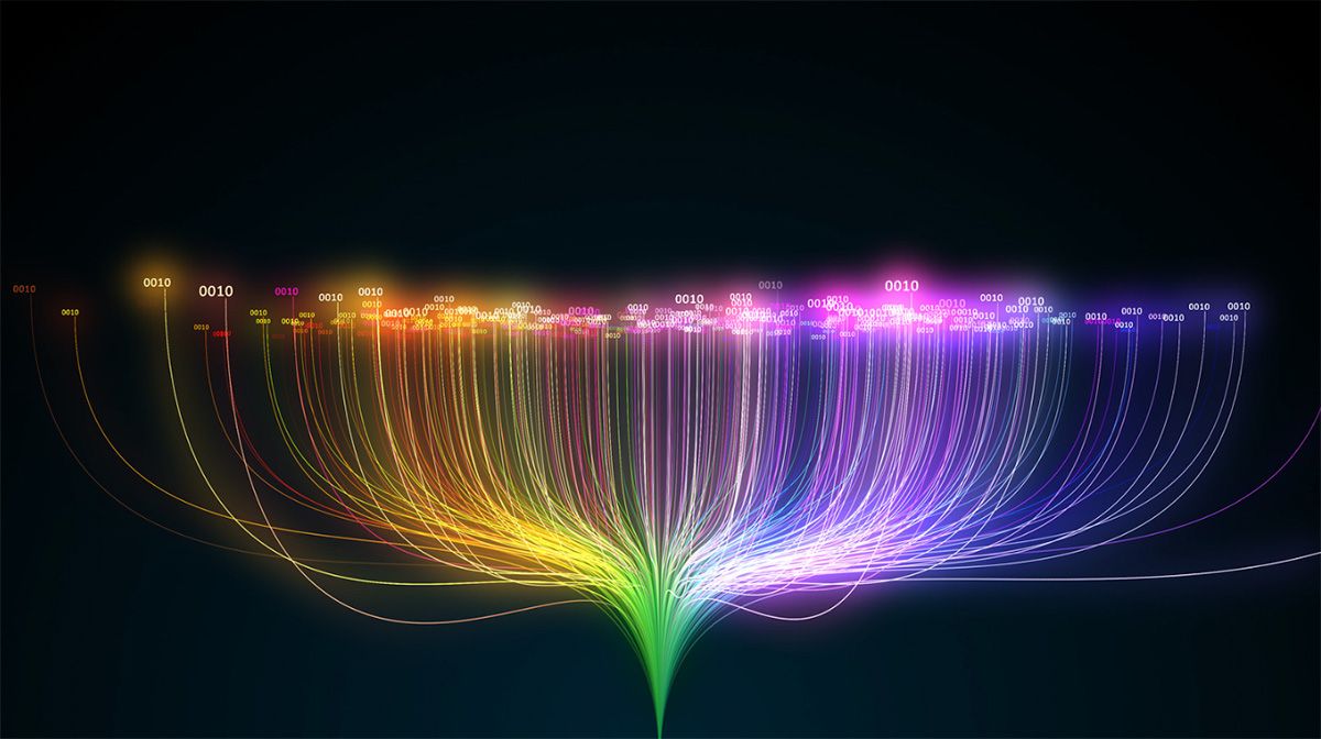 Multi-coloured lines of data.